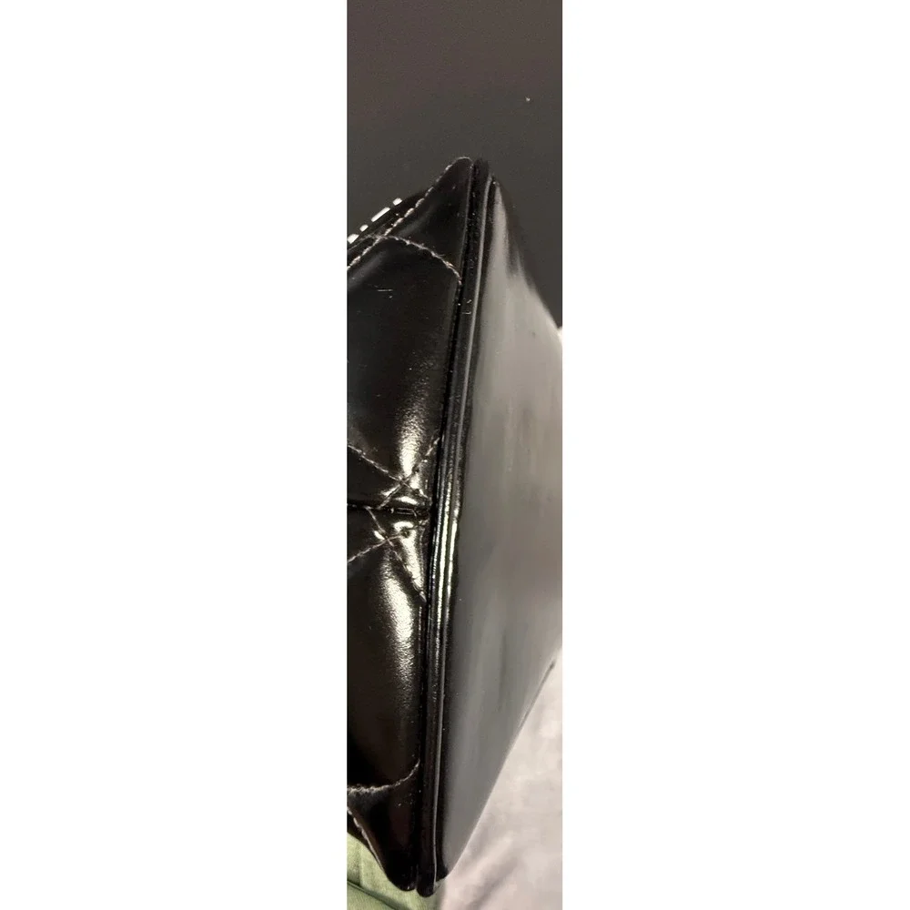 Chanel Black Patent Leather Quilted CC 24k Charm Tote Bag w/‎ Poshmark COA